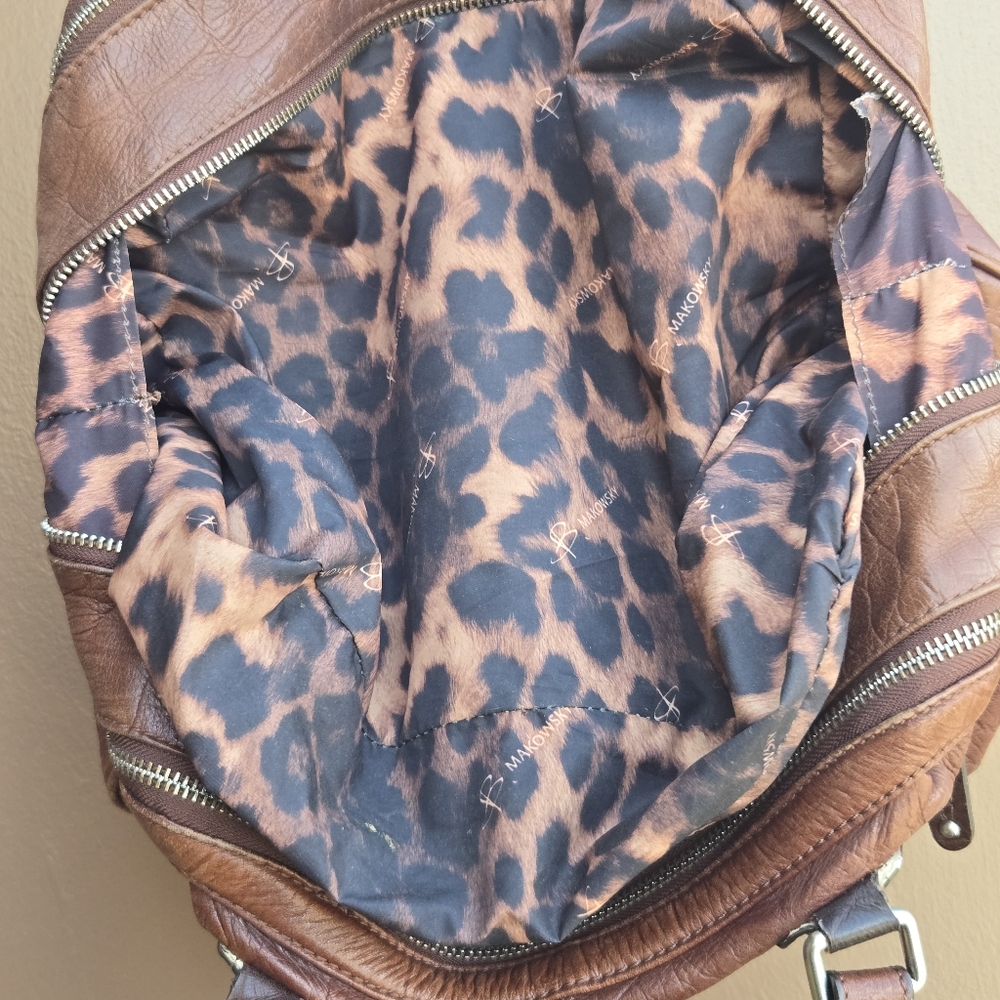 B. Makowsky Brown Leather Hobo Snake Animal Skin Shoulder Bag - Picture 16 of 16